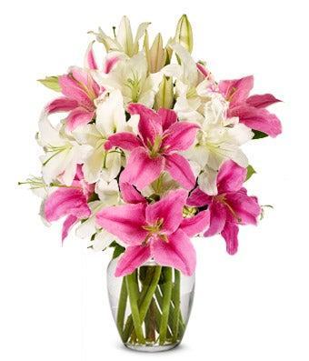 Stunning Pink and White Lilies Bouquet